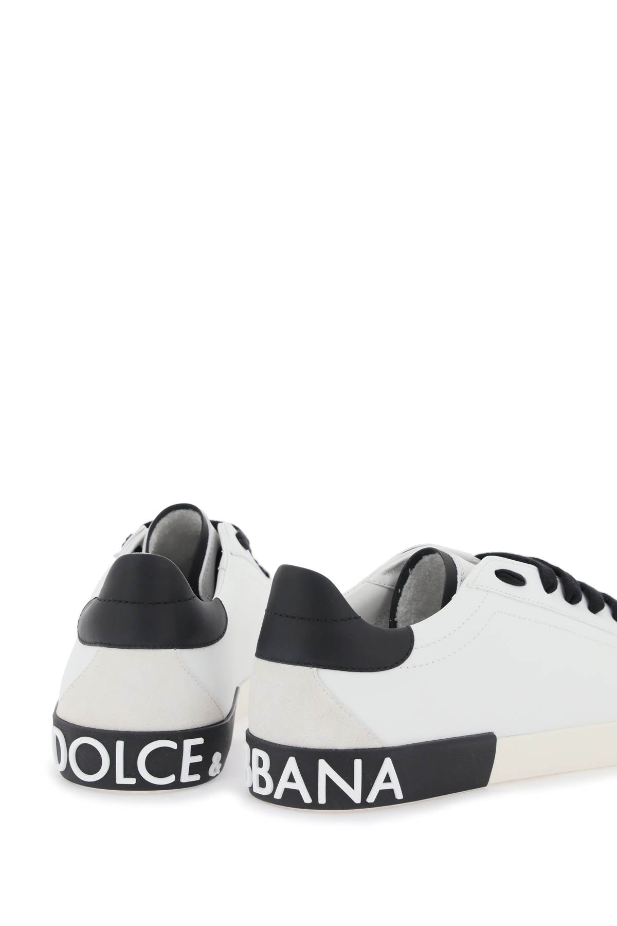 Shop Dolce & Gabbana Nappa Leather Portofino Sneakers In White, Black