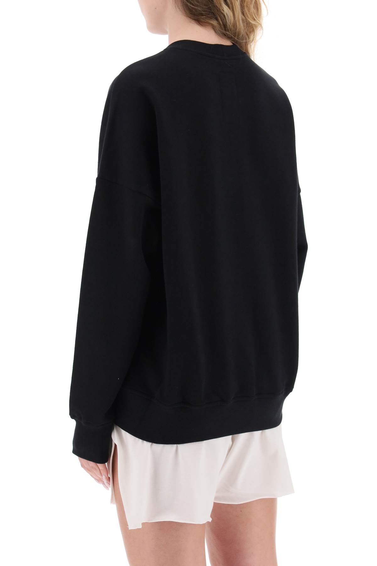 Shop Rick Owens ' Crew Neck Sweatshirt With Logo Embroidery In Black
