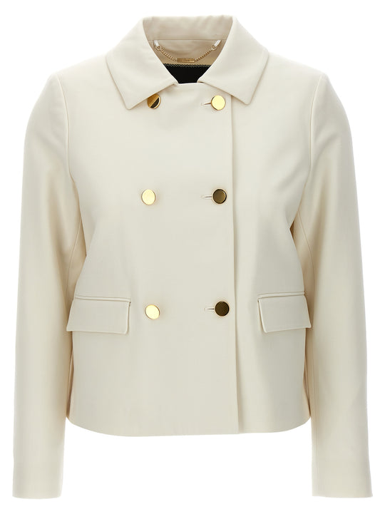 Cropped Double-Breasted Jacket Blazers White