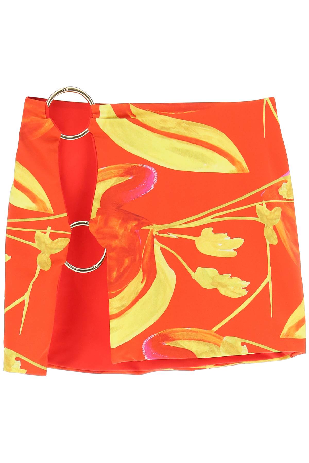 Shop Louisa Ballou Double Ring Mini Skirt In Orange, Yellow
