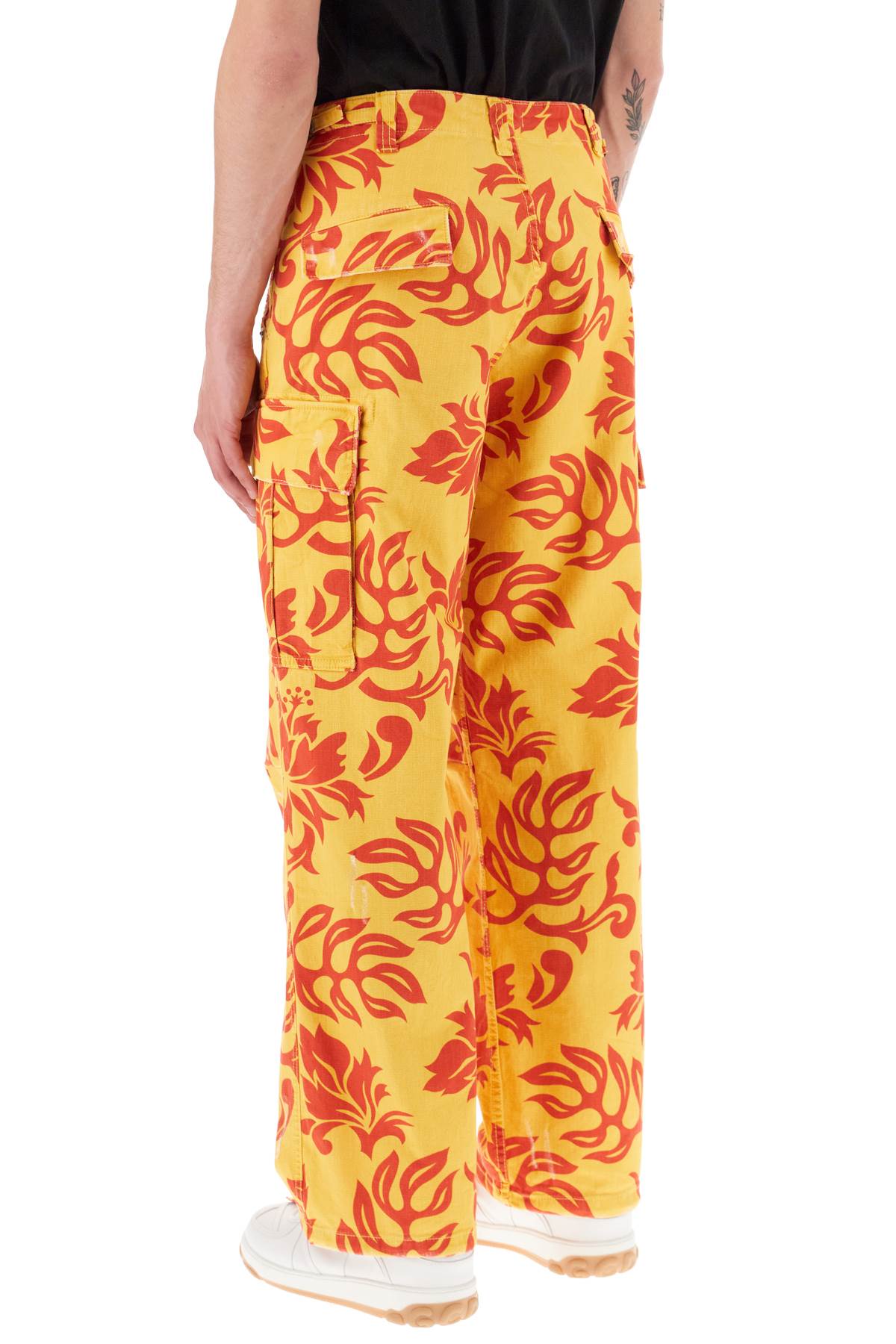 Shop Erl Floral Cargo Pants In Yellow, Red