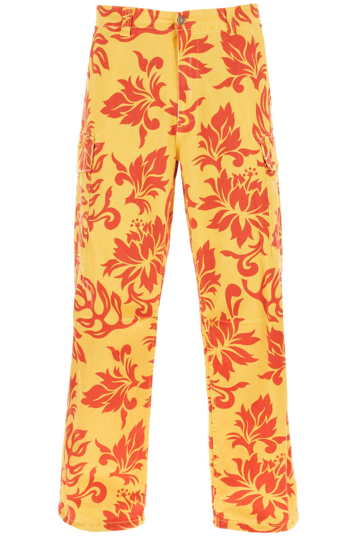 Shop Erl Floral Cargo Pants In Yellow, Red