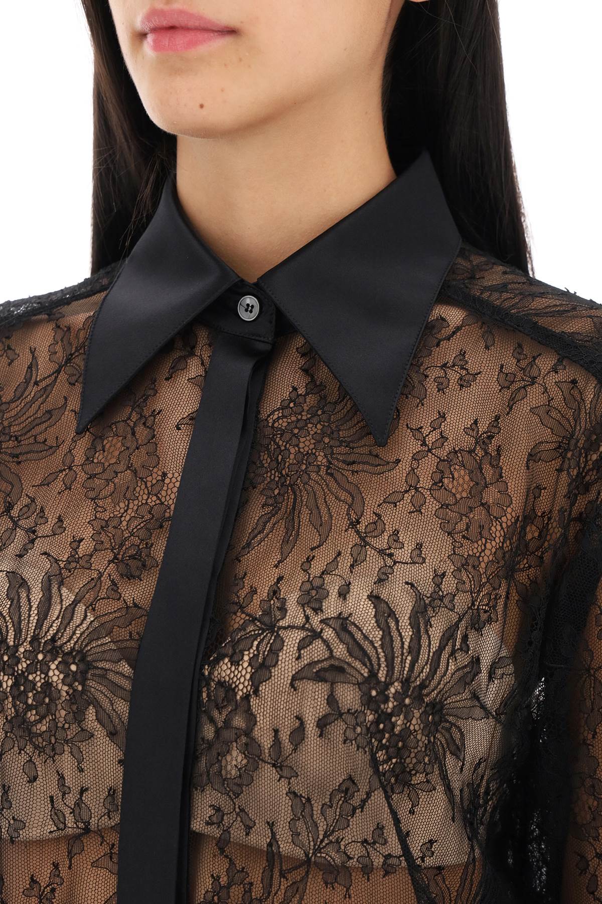 Shop Dolce & Gabbana Chantilly Lace Shirt In Black