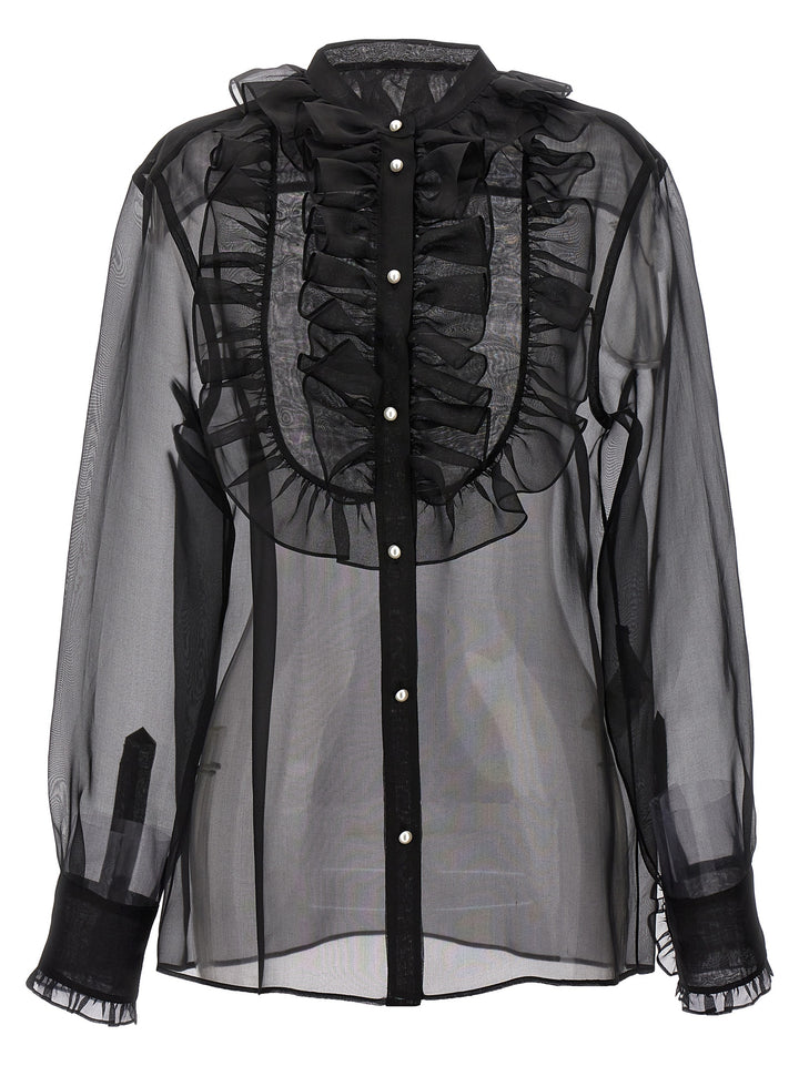 Dolce & Gabbana Plastron And Ruffle Shirt Shirt and Blouse - Black | c943a06dbc98ab575eb304562513f5a6fa6dab33