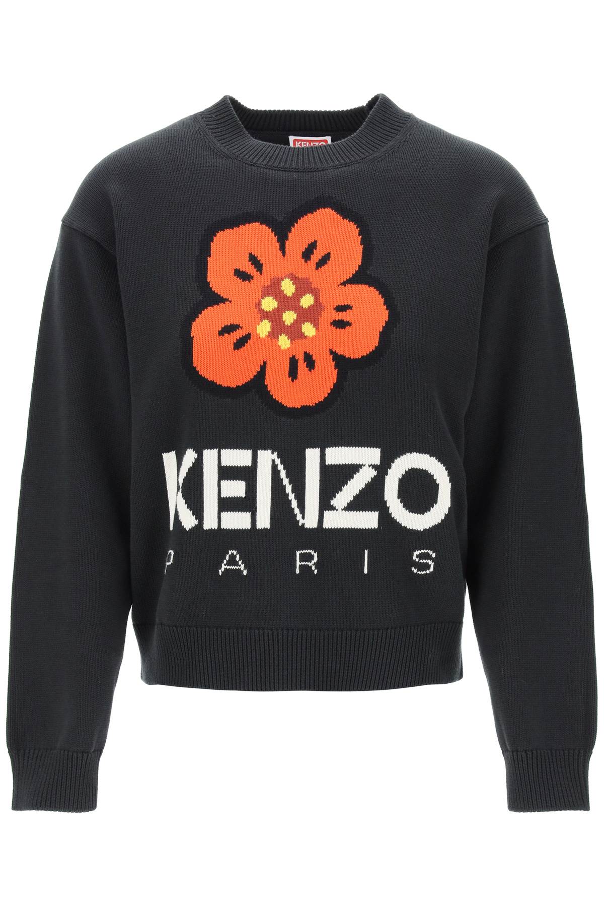 Shop Kenzo Bokè Flower Sweater In Organic Cotton In Black