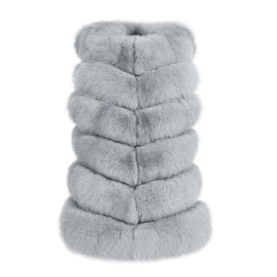Roxanne Light Grey Fox Fur Vest