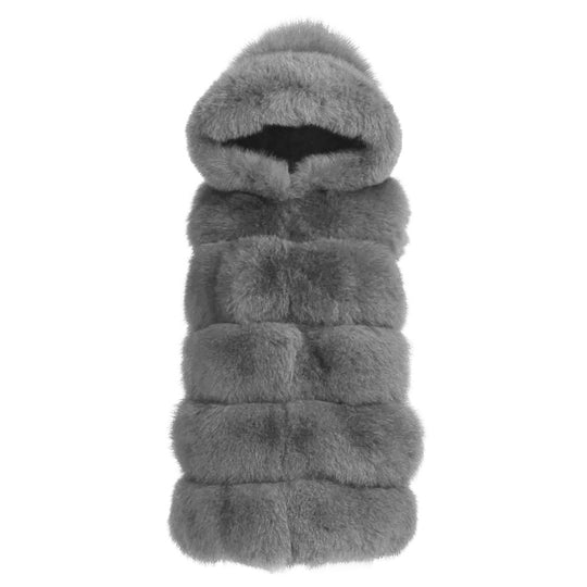 Calere Grey Vest in Fox Fur