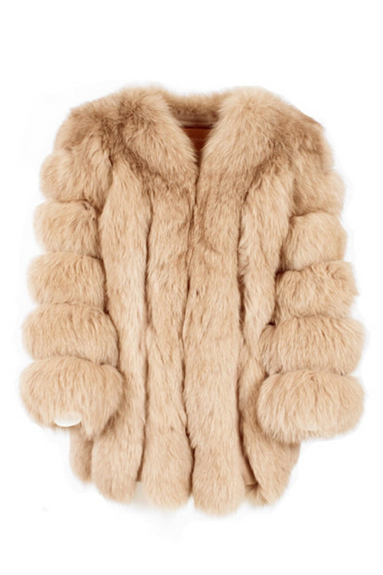 Paris Camel Jacket in Fox Fur
