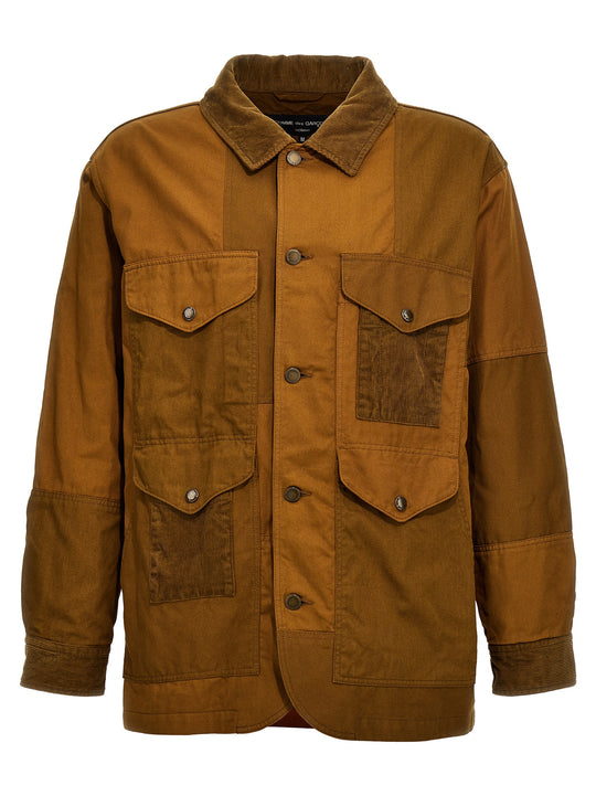 Ribbed Velvet Insert Canvas Jacket Casual Jackets And Parka Brown