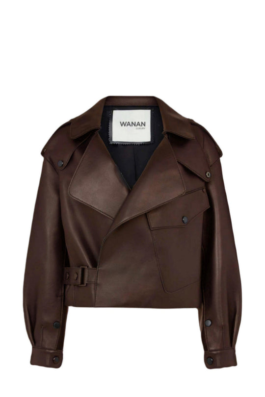 Ilaria Jacket in Brown Lambskin Leather