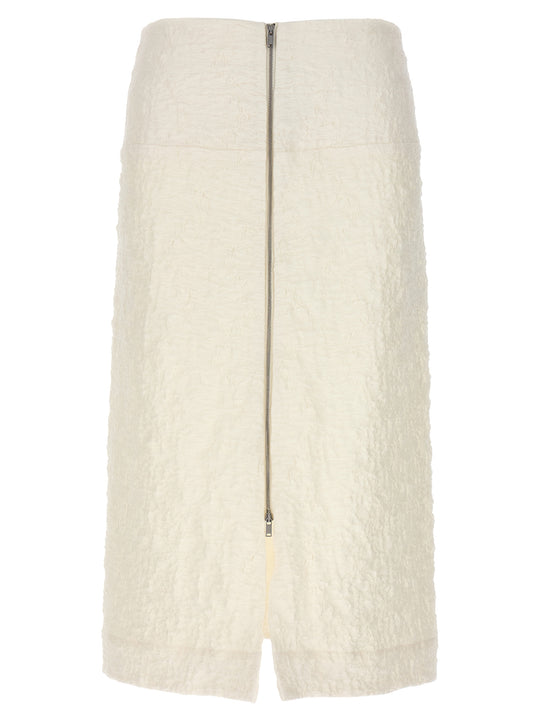 Embossed Cotton Skirt Skirts White