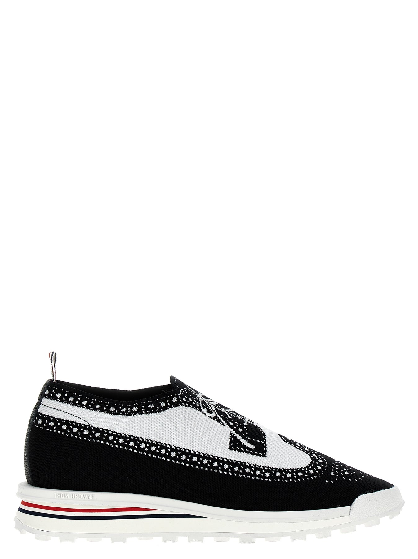 Shop Thom Browne Longwing Brouge Flat Shoes White/black