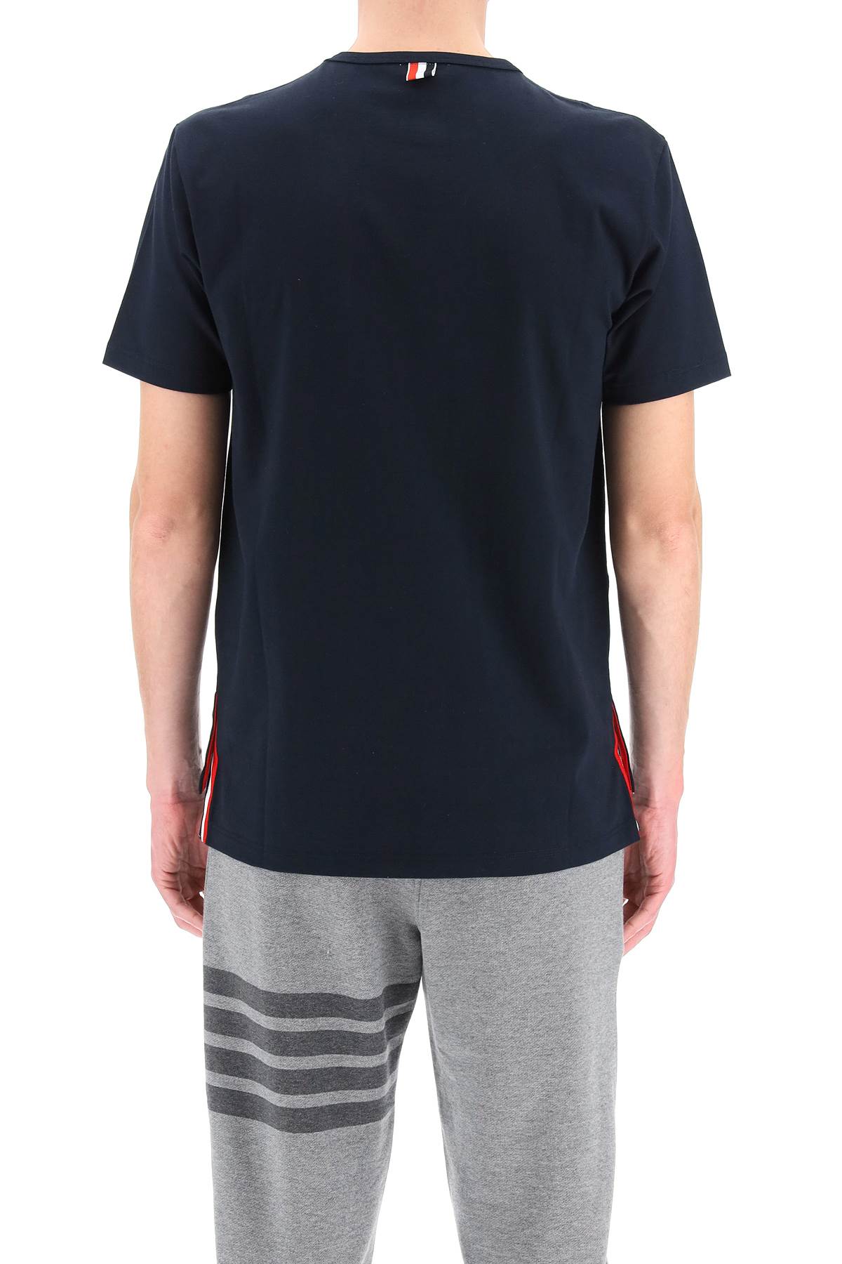 Shop Thom Browne T Shirt With Tricolor Pocket In Blue