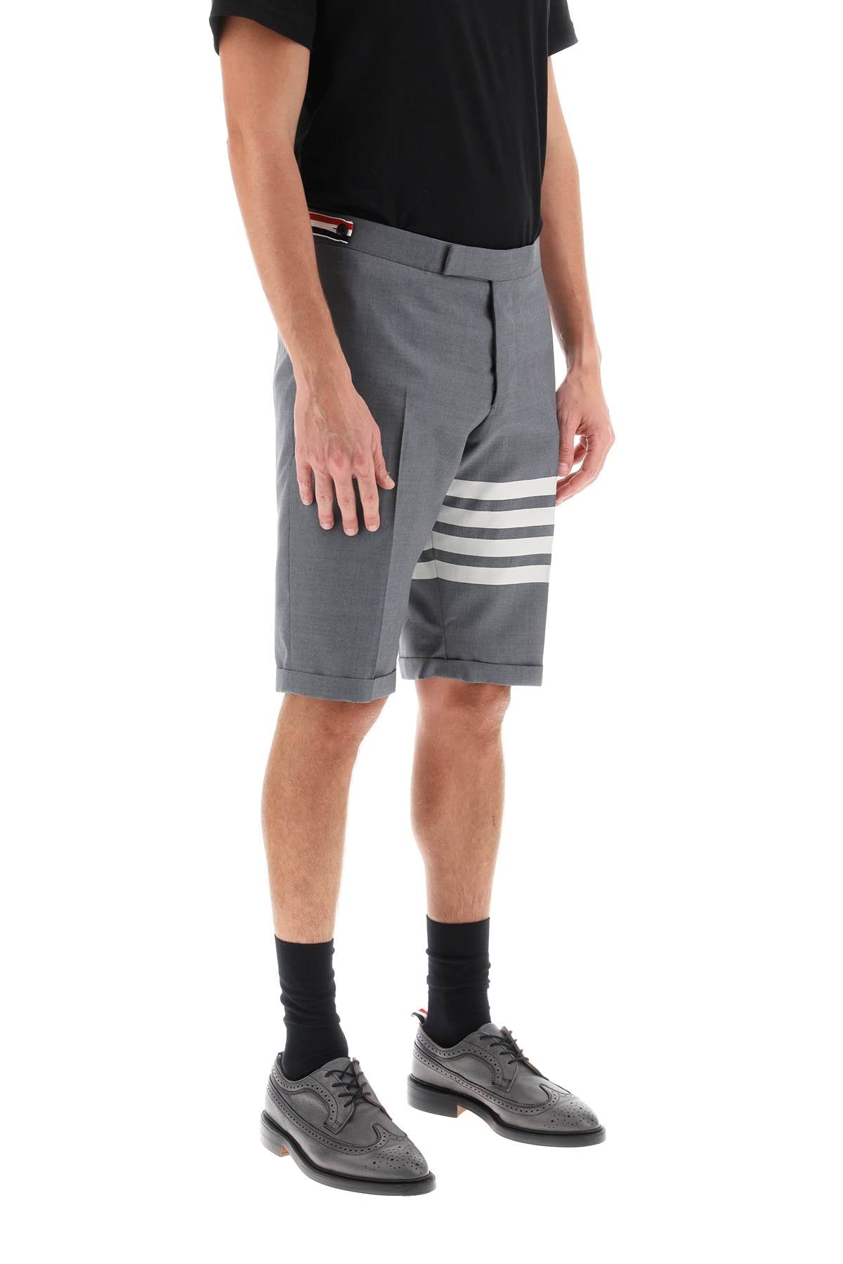 Shop Thom Browne 4 Bar Shorts In Light Wool In Grey