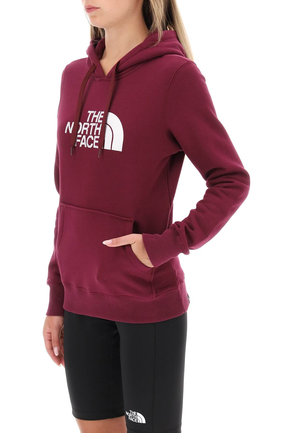 Shop The North Face 'drew Peak' Hoodie With Logo Embroidery In Red, Purple