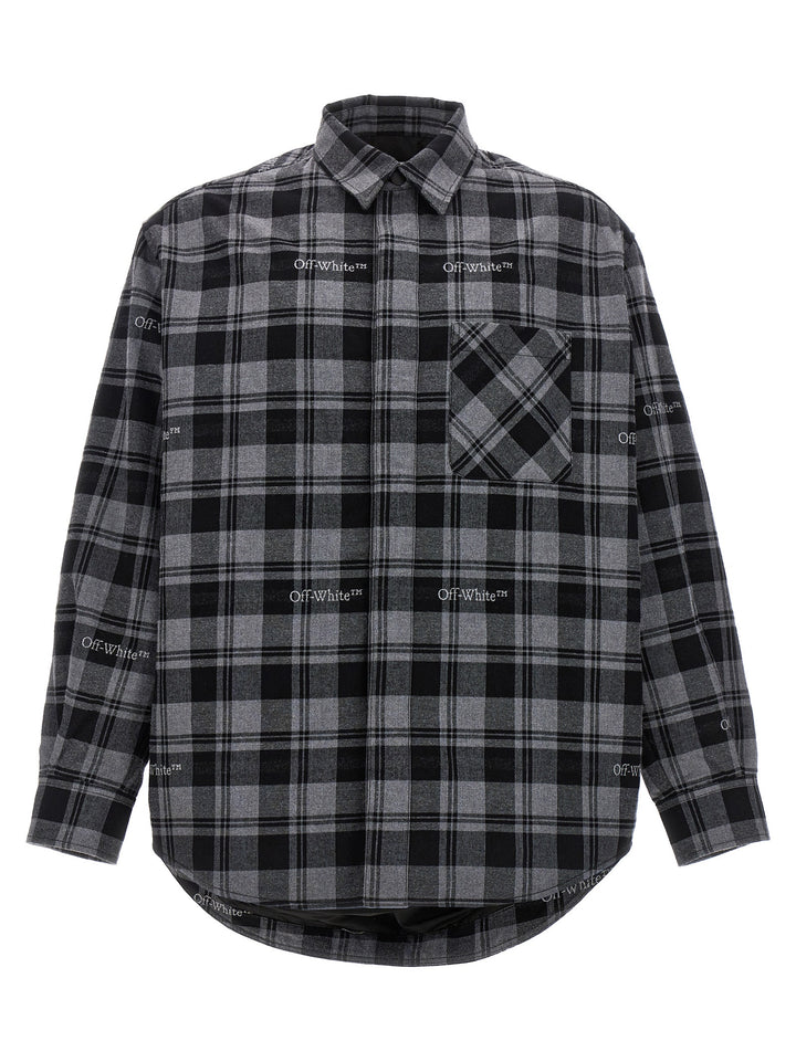 Off-White Check Flannel Padded Puffer Jackets - Gray | b8af974ed0d0f56c82aa0d662462d83e261a3a64