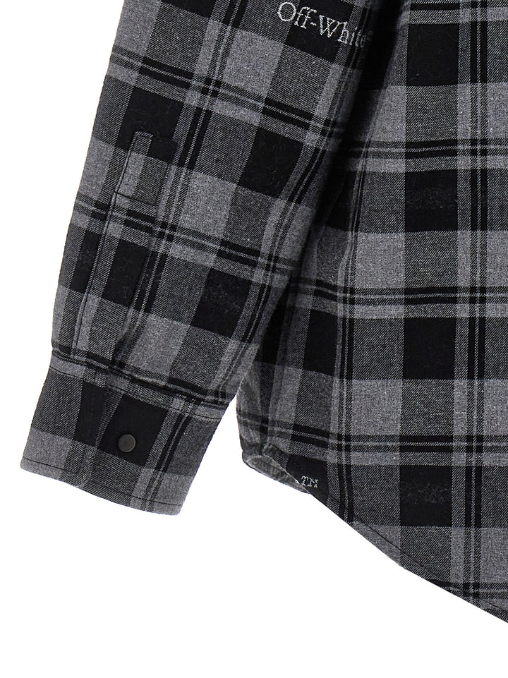 Off-White Check Flannel Padded Puffer Jackets - Gray | d8543ce5974c6c720d991d50f25888057f24772a