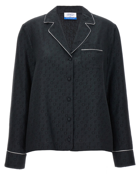 Off Jaquard Pajama Shirt And Blouse Black