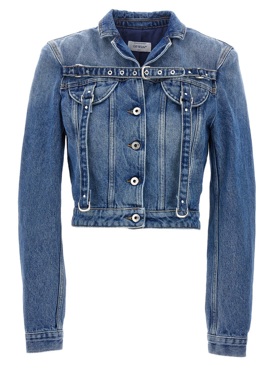 Cargo Crop Puffer Jackets Blue