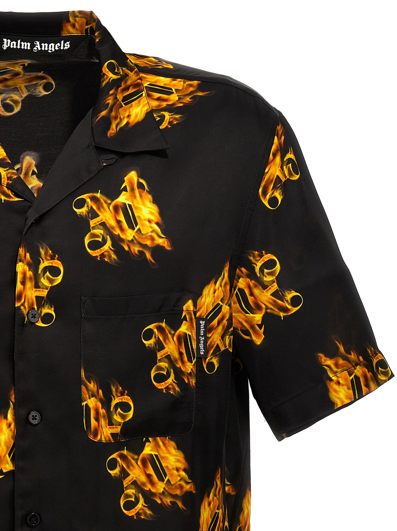 Shop Palm Angels Burning Monogram Shirt, Blouse In Black