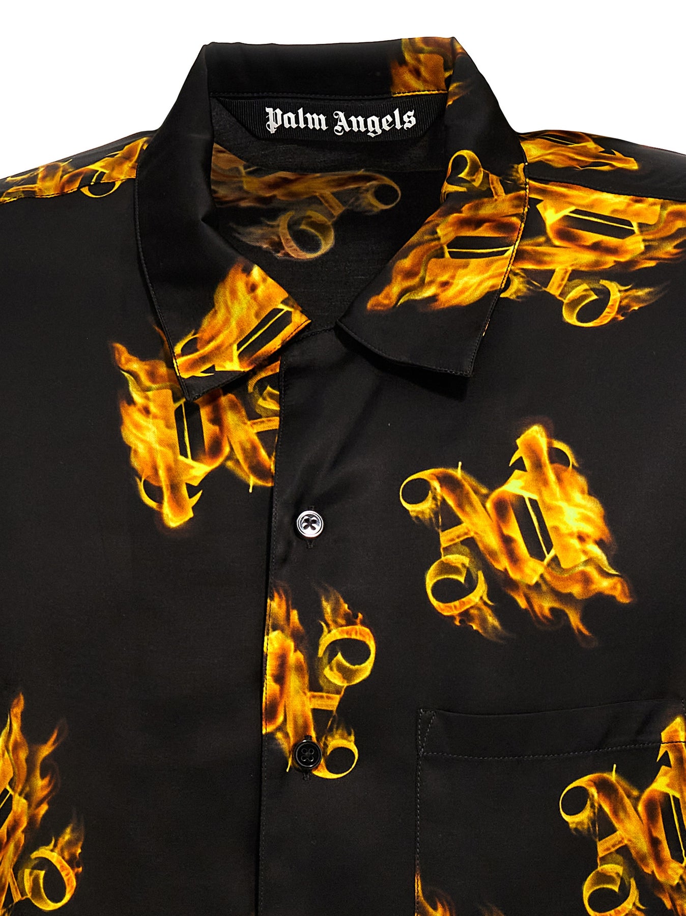 Shop Palm Angels Burning Monogram Shirt, Blouse In Black