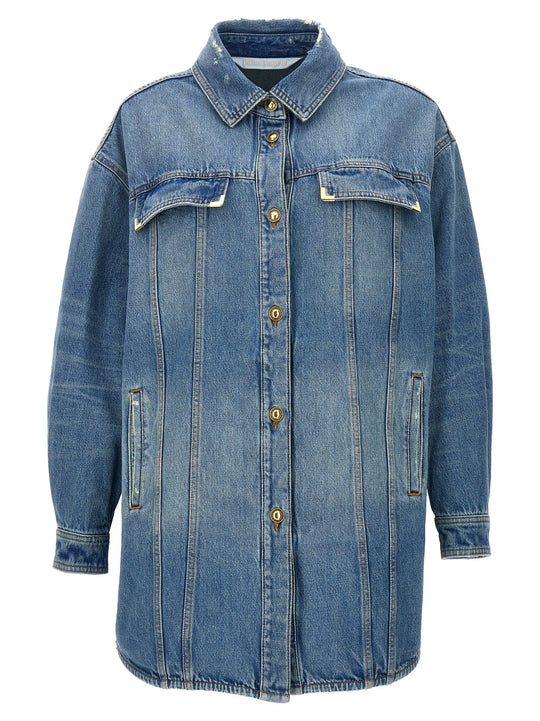 Washed Logo Casual Jackets And Parka Light Blue