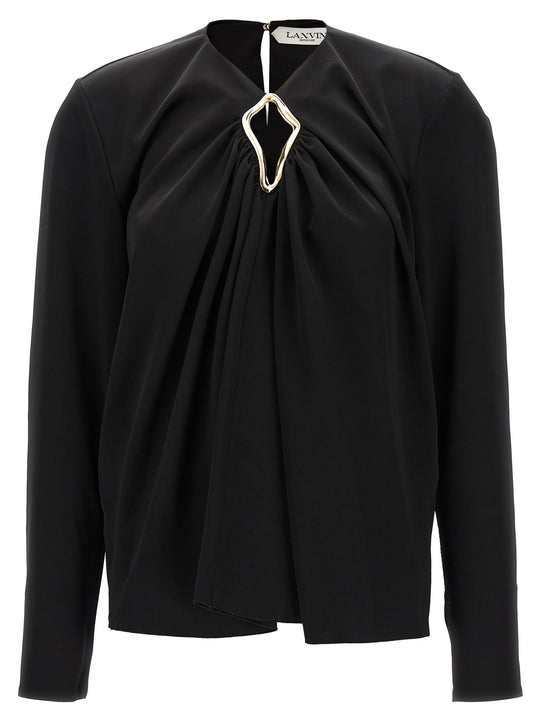Metallic Detail Blouse Shirt And Blouse Black