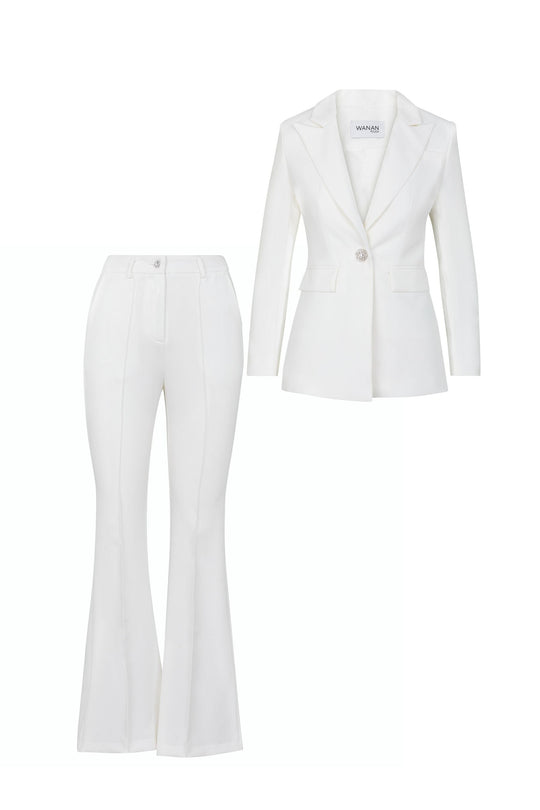 Pary White Jacket and Trousers Set