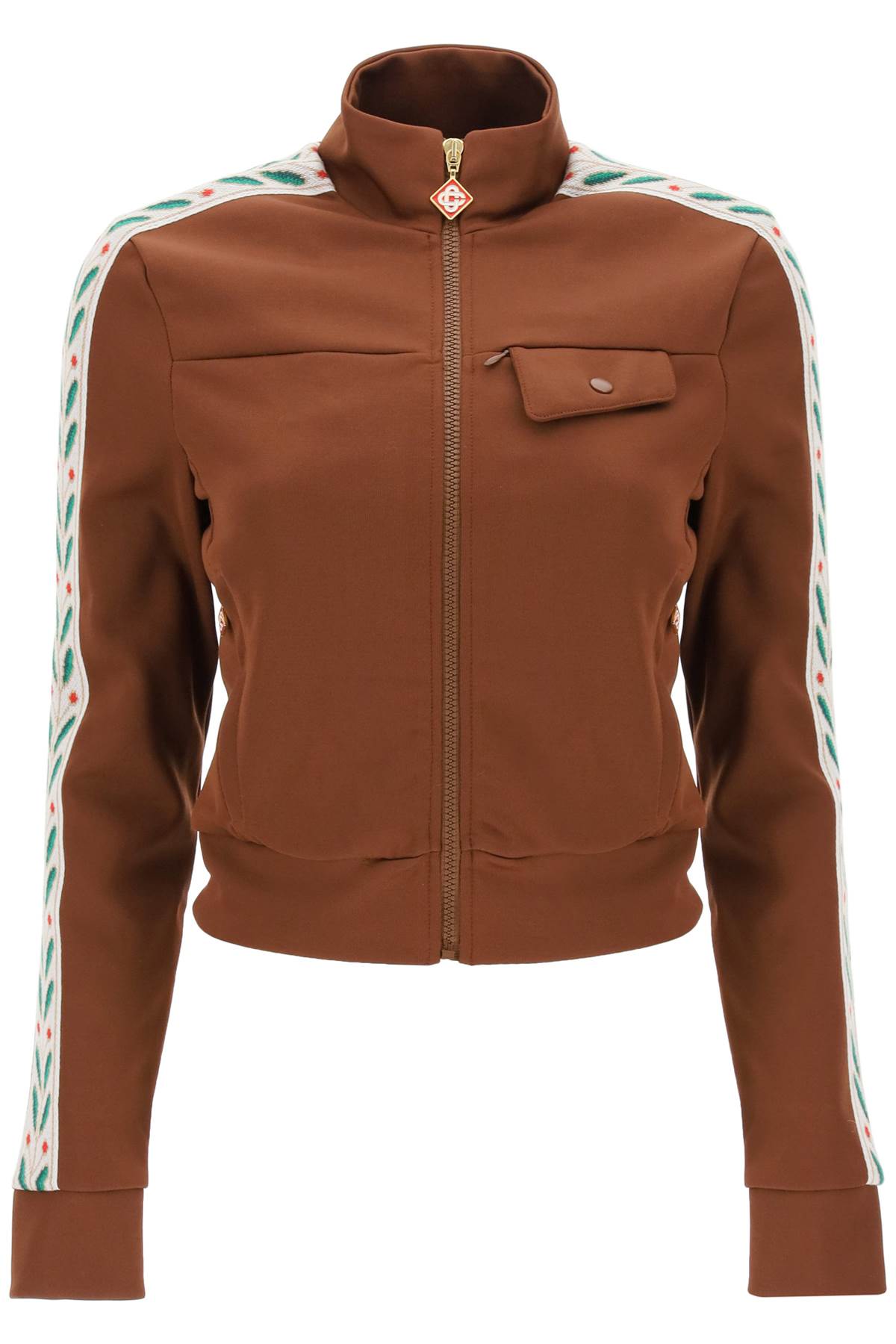 Shop Casablanca Laurel Zip Up Sweatshirt In Brown