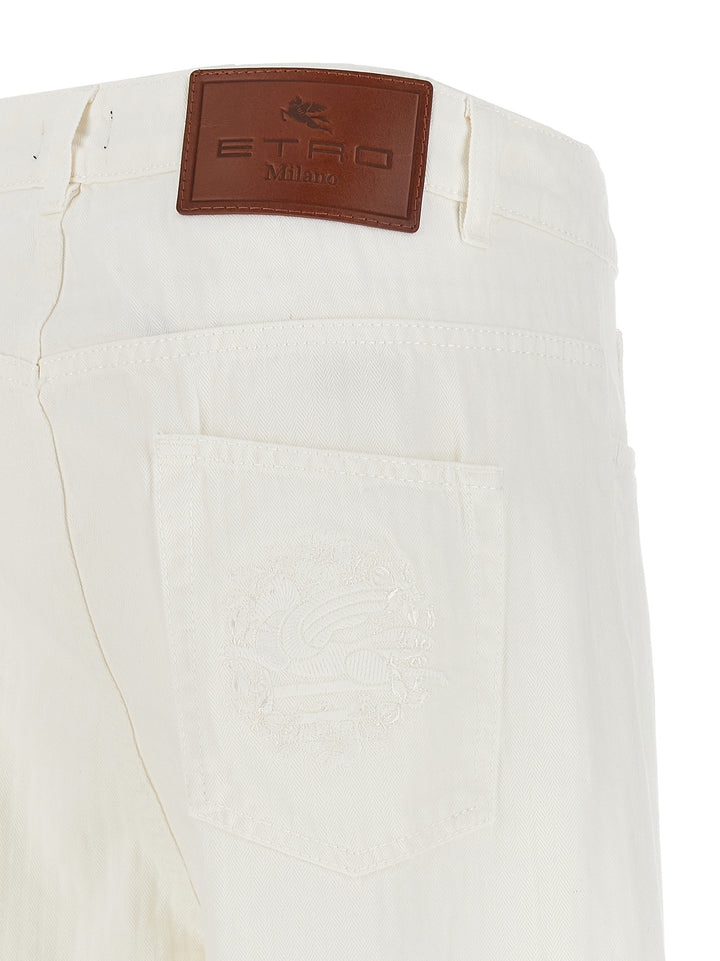 Etro Baggy Chevron Jeans - White | 4406f78094bc49959bb365c5b9cdf4b442294401