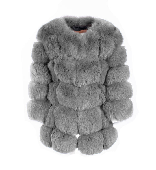 Classic Light Grey Fox Fur Jacket