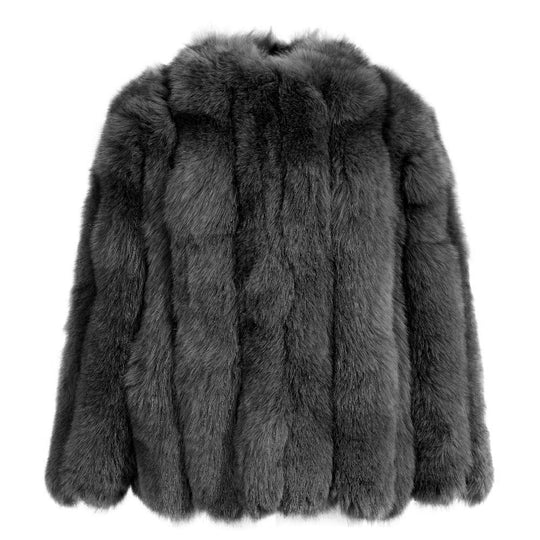Reine Dark Grey Fox Fur Jacket