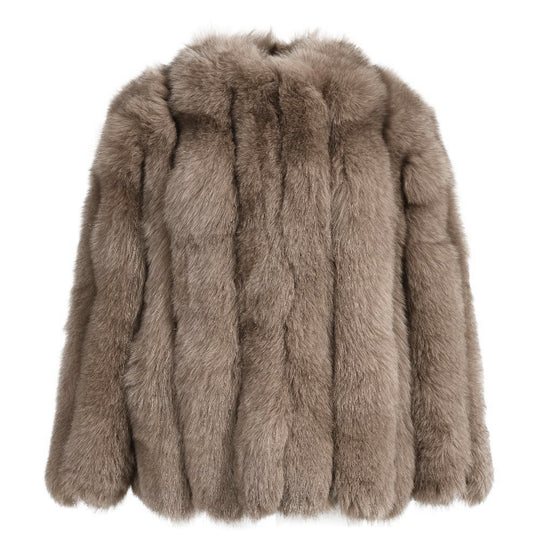 Reine Kaki Fox Fur Jacket